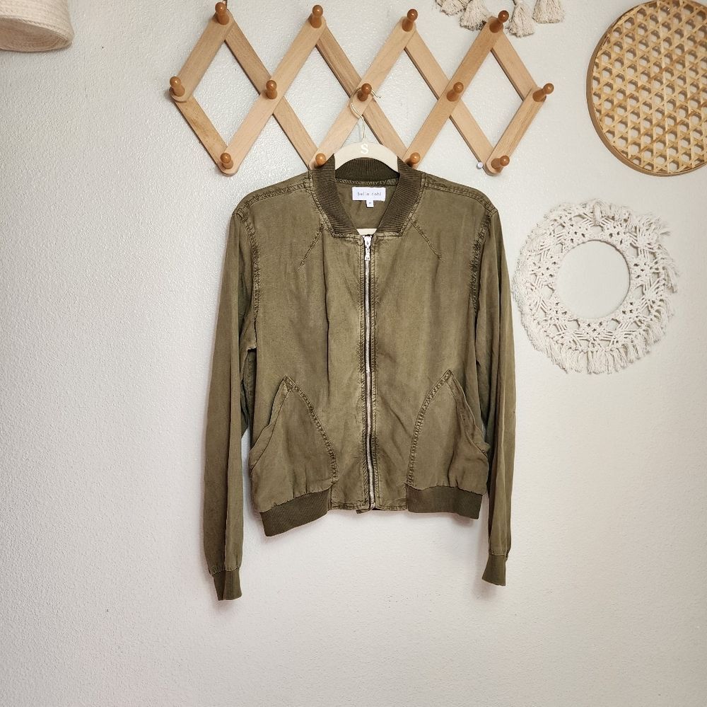 Bella Dahl Odelle Bomber Jacket In Olive Unisex Women's Size M EUC